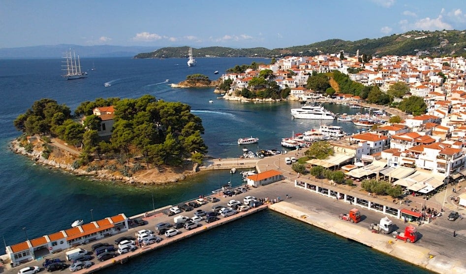 General view of Skiathos island, Greece