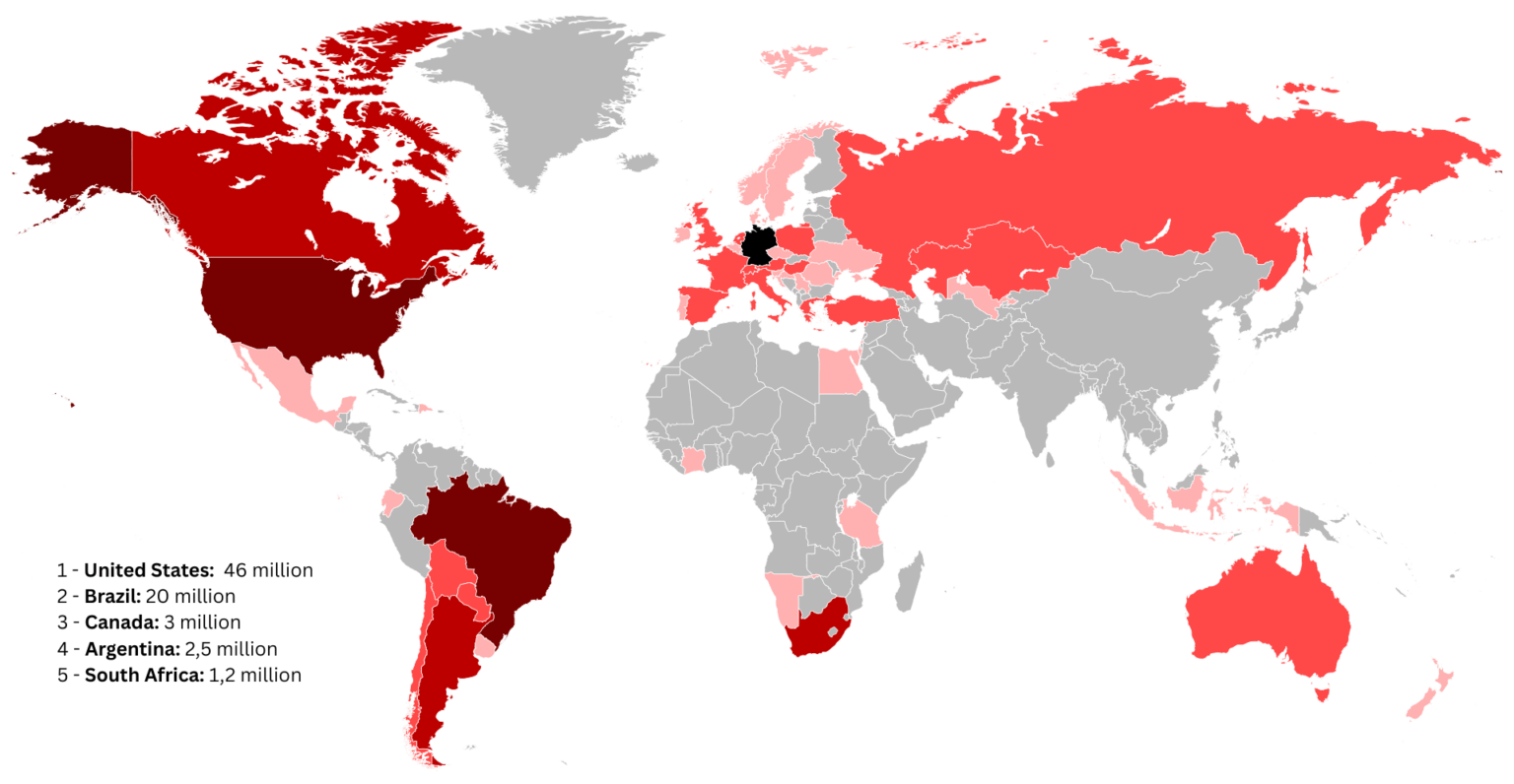 Countries with the Largest Number of People of German Descent