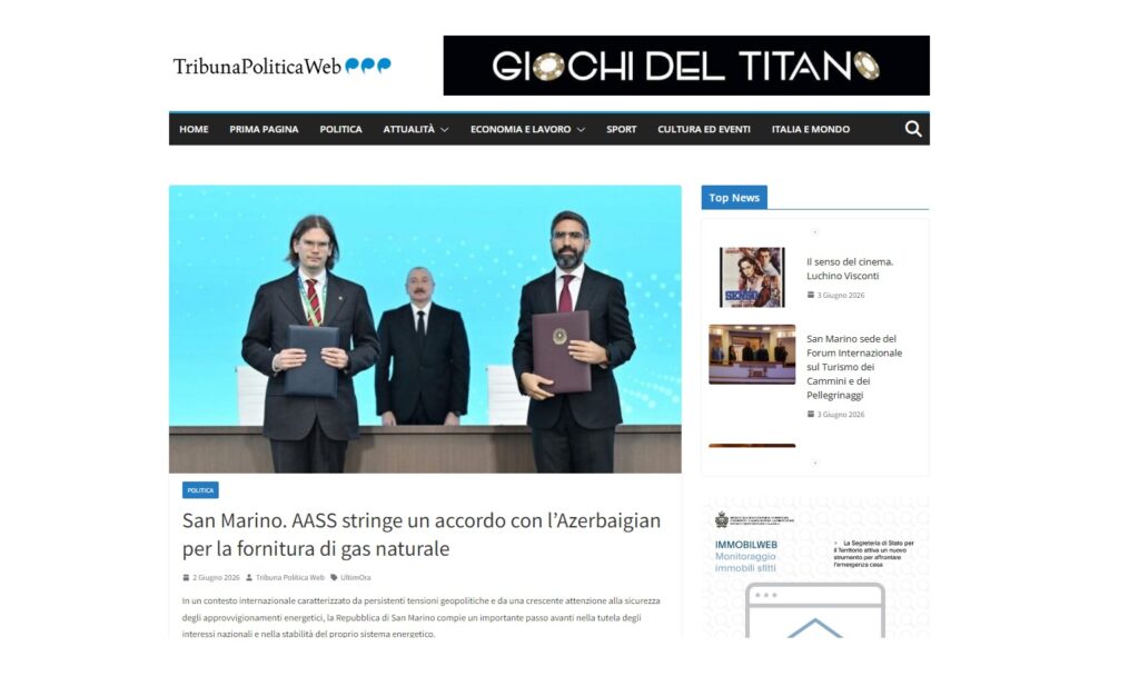 San Marino press highlights importance of direct gas supplies from Azerbaijan San Marino press highlights importance of direct gas supplies from Azerbaijan