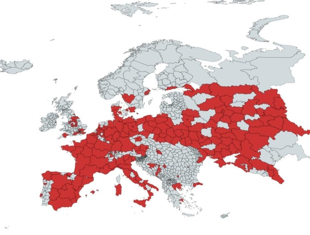 Regions of Europe with 1 million people or more