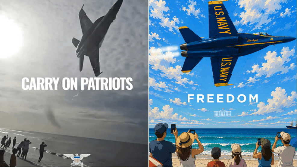 White House, Department of War back Blue Angels after Pensacola Beach flyover The National Desk dark theme brand icon