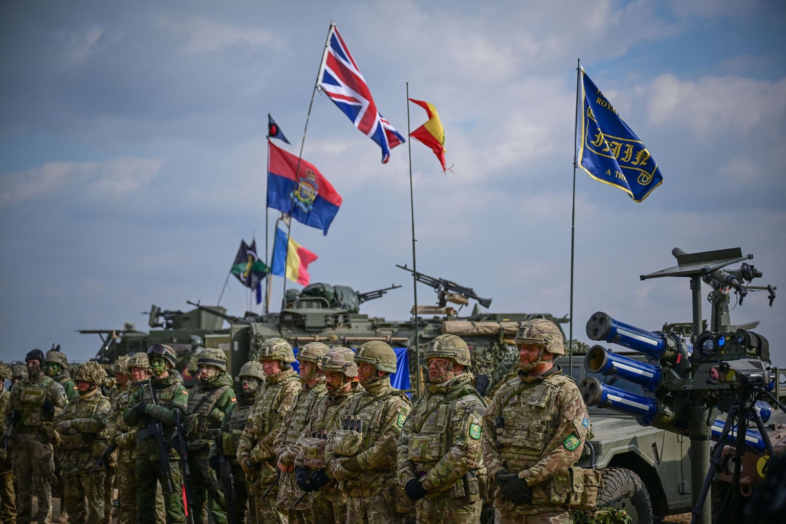 NATO military forces participate in the "Exercise Steadfast Dart 2025" at the Smardan Training Area in Smardan, Romania, on Feb. 19, 2025.