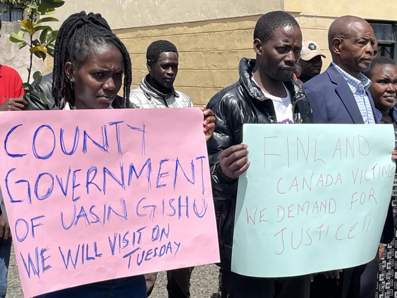 Parents, students affected by Finland education scam protest Mandago acquittal logo