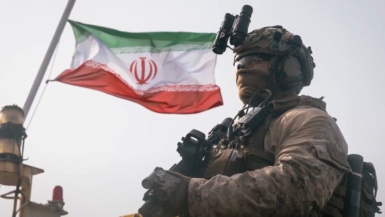 US soldier after boarding an Iranian ship in the Strait of Hormuz, July 17, 2026.
