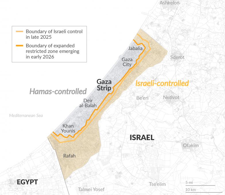 Israeli-controlled territory in the Gaza Strip currently (Reuters)