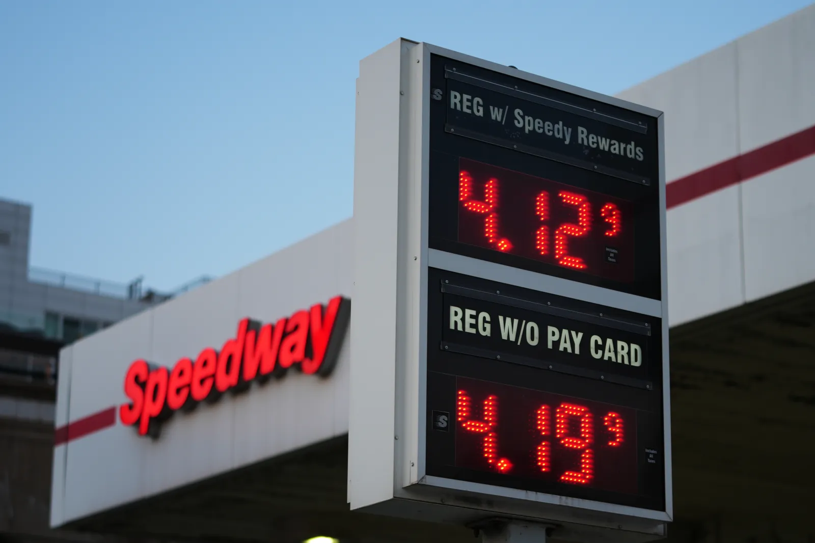 Prices are displayed at a gas station on July 23 in Queens, New York. (AP Photo/Frank Franklin II)