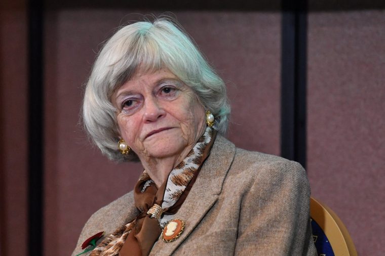 (FILES) Brexit Party MEP Ann Widdecombe sits on stage during an event to launch the Brexit Party general election campaign in London on November 1, 2019. UK police on Friday, July 10, launched a murder probe after a former British politician and ex-prisons minister was found dead in her home with serious injuries. (Photo by Ben STANSALL / AFP via Getty Images)
