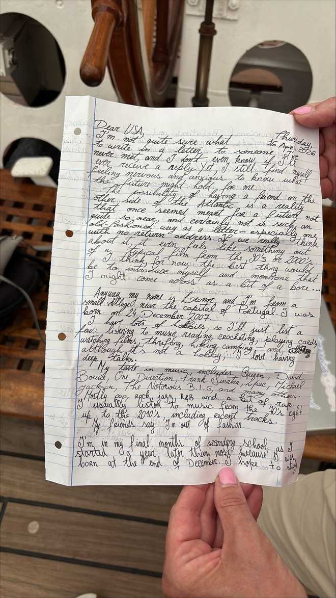 letters to american students carried aboard portugal's sagres