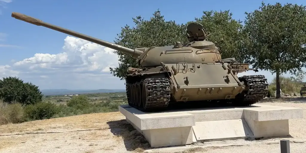 A bunker beneath a cemetery and a monument featuring a Serbian T-55 tank in Zadar, Croatia A bunker beneath a cemetery and a monument featuring a Serbian T-55 tank in Zadar, Croatia