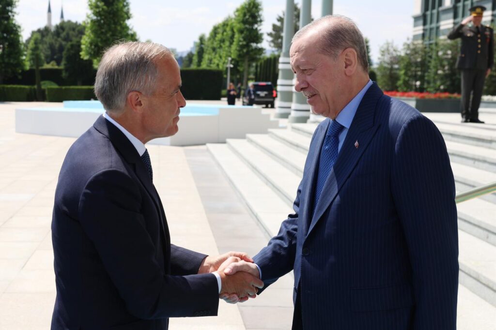 Türkiye and Canada open free trade talks at NATO summit in Ankara President Recep Tayyip Erdogan welcomes Canadian Prime Minister Mark Carney at the Presidential Complex, on July 7, 2026, in Ankara, Türkiye. ( TUR Presidency/ Murat Kula - Anadolu Agency )