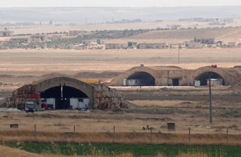 Abu al-Duhur base is seen following reported Israeli strikes, Syria, August 18, 2026