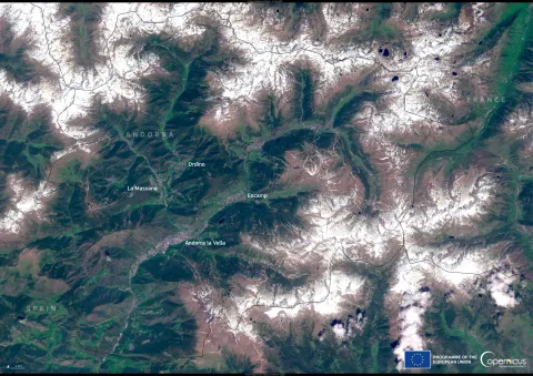 Andorra, nestled in the Pyrenees mountains Andorra, nestled in the Pyrenees mountains