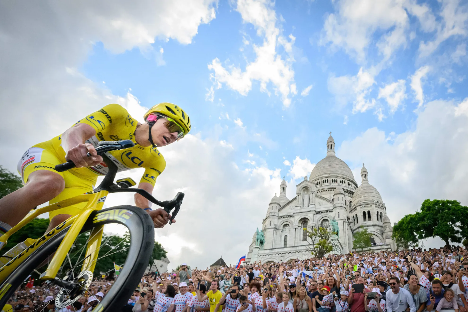 <p>Slovenian rider from UAE Team Emirates, Tadej Pogacar at the 2026 Tour de France cycling race.</p>