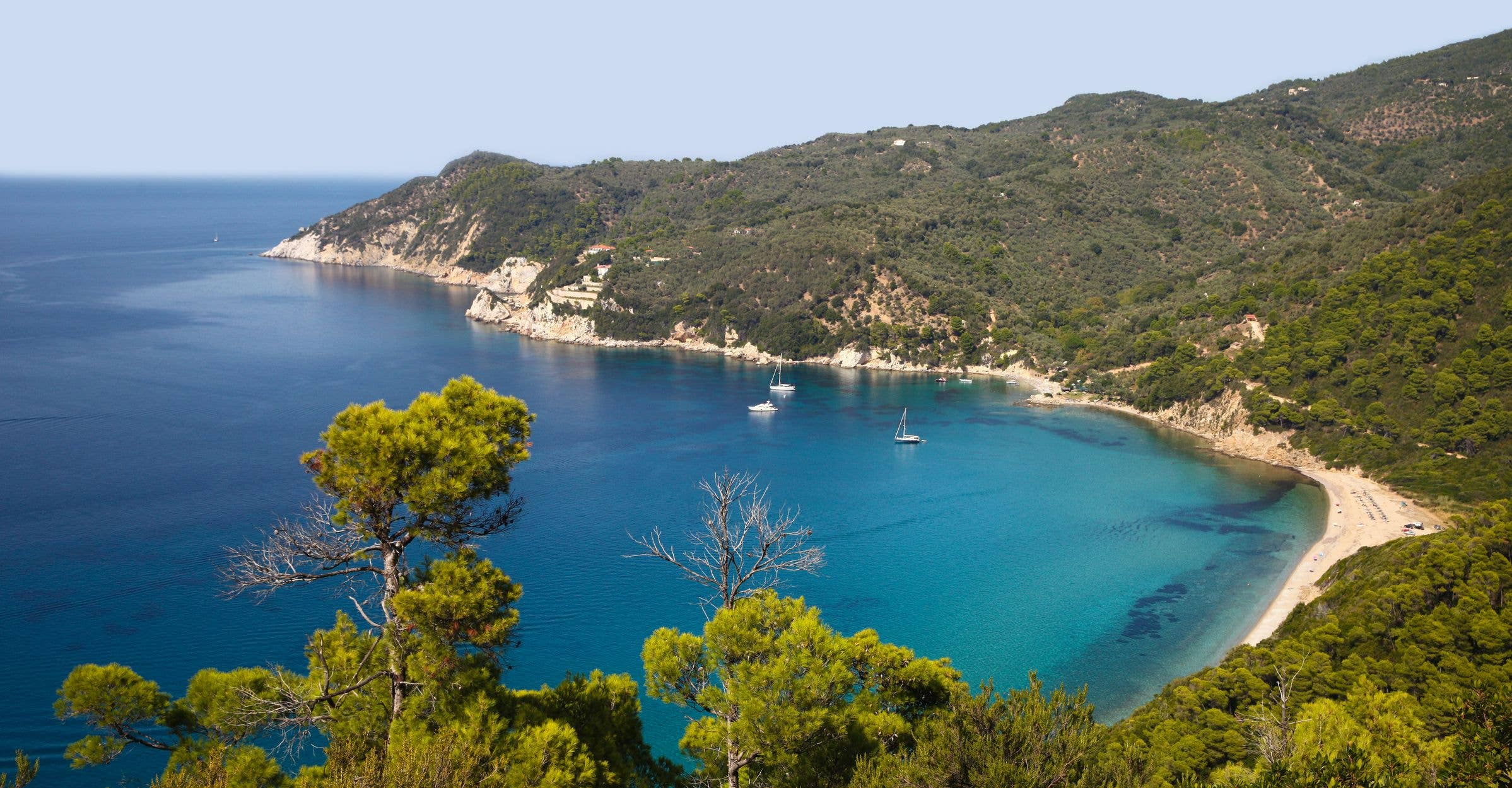 Skiathos is famous for its beautiful and clear beaches, surrounded by pines, with crystal waters and golden sand. Ligaries beach is located in the northwestern side of the island.