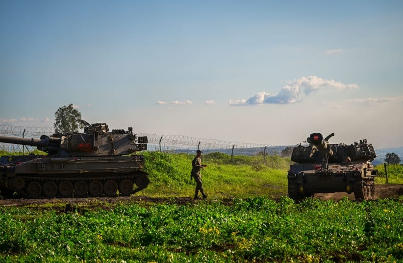 Israeli soldiers at a staging area near the Israeli border with Syria in northern Israel, February 28, 2026.