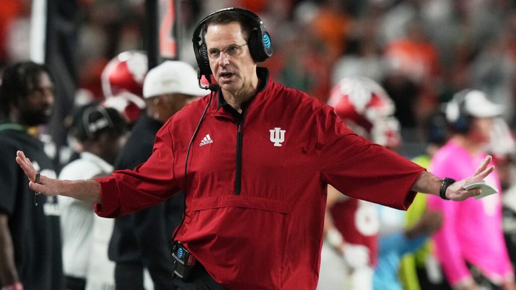 Big Ten believes reputation as a top-heavy league is unfair Indiana head coach Curt Cignetti reacts during the second half of the College Football Playoff national championship game against Miami, Jan. 19, 2026, in Miami Gardens, Fla.