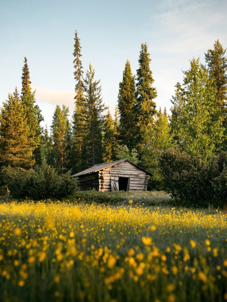 Midnight sun in the stunning Pallas-Yllästunturi National Park in Levi, Finland