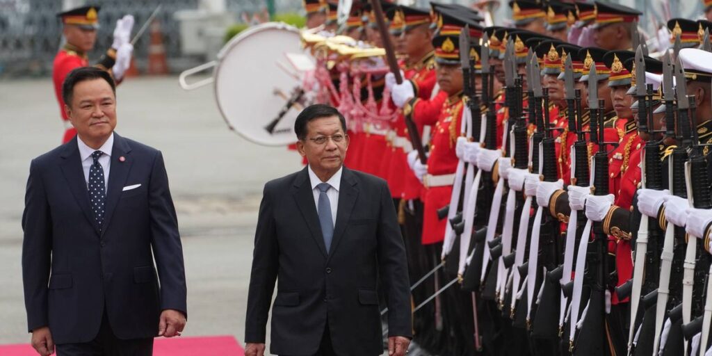 Leader of Myanmar’s military-backed government arrives in Thailand seeking political legitimacy Leader of Myanmar's military-backed government arrives in Thailand seeking political legitimacy