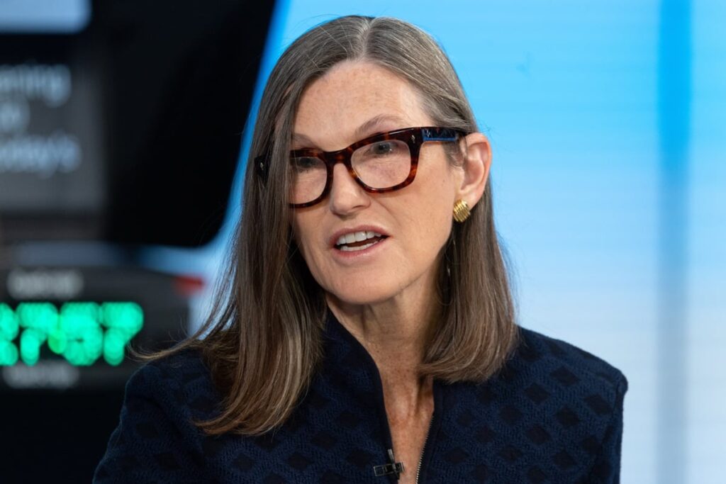 Cathie Wood’s Ark Piled Into Nvidia and Taiwan Semiconductor After Meta’s Earnings Miss. Here’s What It Signals for Artificial Intelligence (AI) Stocks. Cathie Wood speaking during an interview.