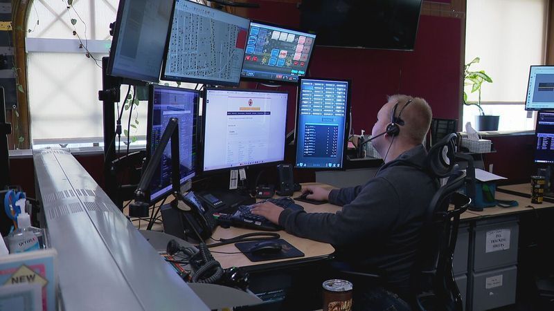 A dispatcher at the Penobscot County Regional Communications Center in Bangor (WGME)