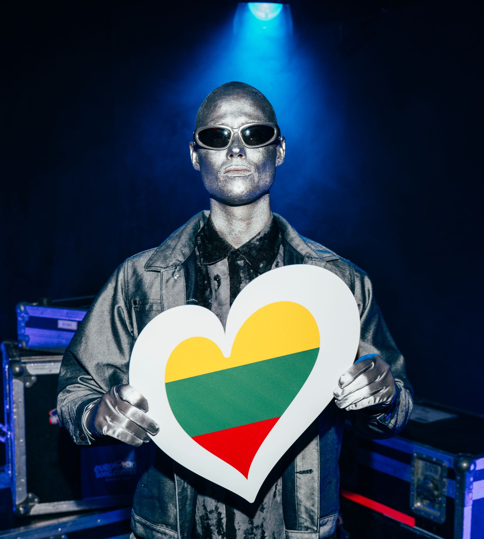 Lion Ceccah with the Lithuanian colours - and silver - backstage at Vienna 2026