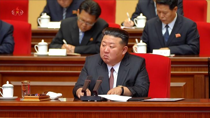 North Korean leader Kim Jong-un delivers an opening address at the Workers' Party of Korea's third workshop for officials in the information sector in Pyongyang on Sept. 18, , in this photo released by the Korean Central News Agency (KCAN) the next day. Yonhap
