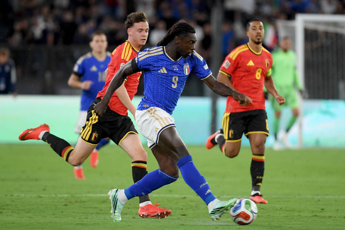 ROME, ITALY - SEPTEMBER 25: Moise Kean of Italy in action during the UEFA Nations League 2026/27 group phase match between Italy and Belgium at Stadio Olimpico on September 25, 2026 in Rome, Italy. (Photo by Marco Rosi/Getty Images)