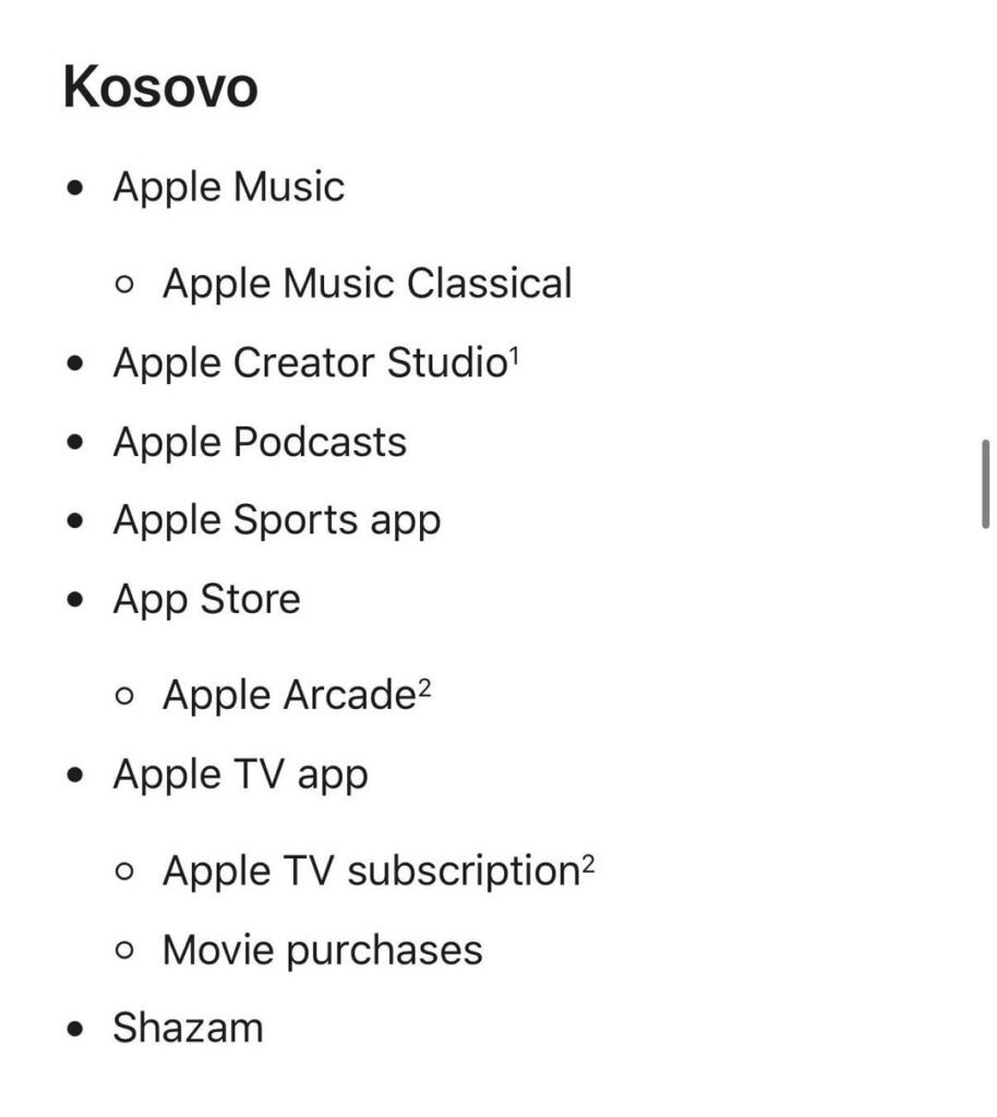 Apple has finally added Apple TV and the possibility to buy movies in Kosovo and Albania.