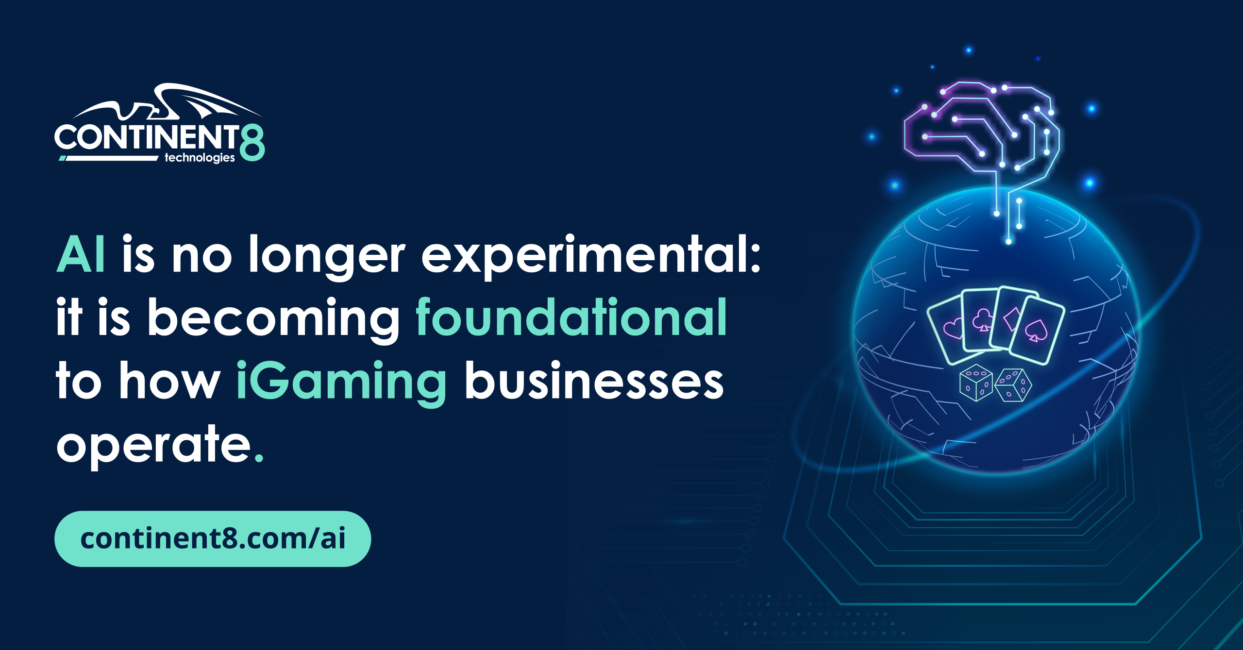 graphic for Continent8 thought leadership article on what to ask AI suppliers in igaming