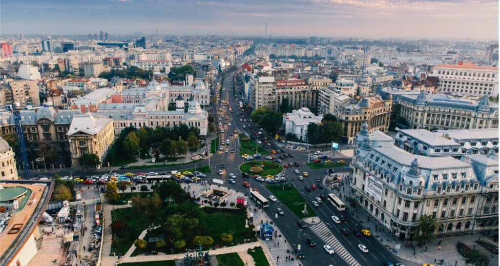 City of Bucharest aerial view