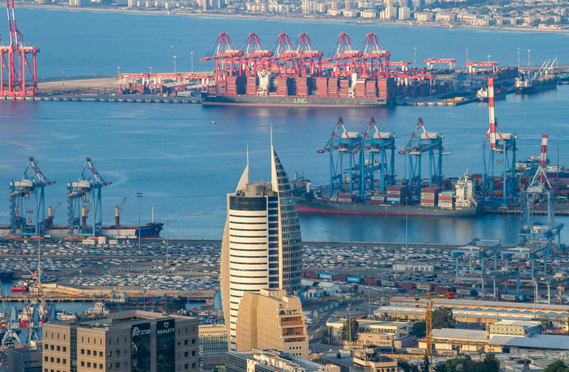 View of the Port of Haifa and the surrounding area in the northern Israeli city of Haifa, July 6, 2026.