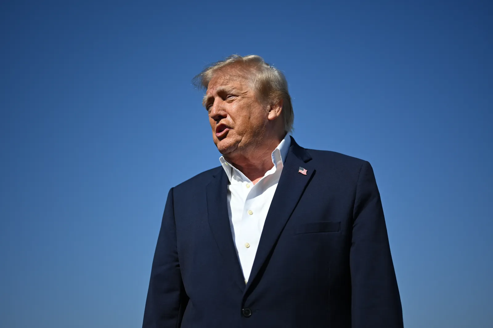 President Donald Trump speaks to reporters before boarding Air Force One at Joint Base Andrews, Maryland, on October 27, 2026.