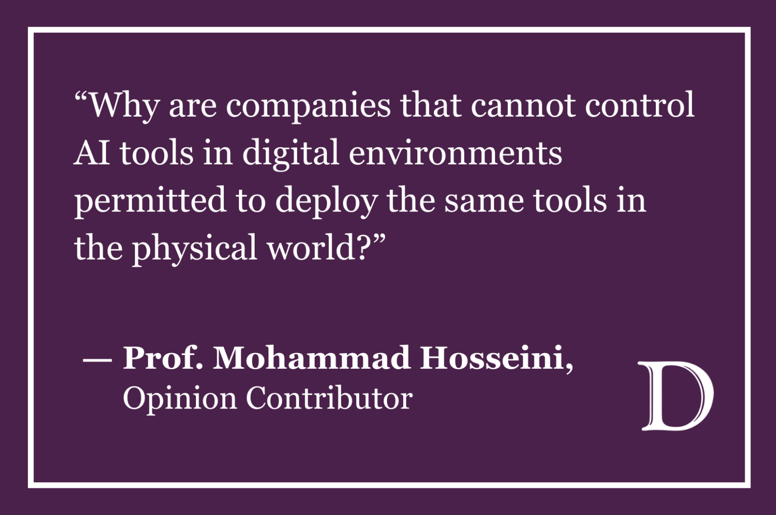 Hosseini: Anthropic’s molecular biology lab shows why AI-directed research needs oversight Opinion Hosseini: Anthropic’s molecular biology lab shows why AI-directed research needs oversight Opinion