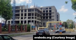 A view of the building under construction as of July
