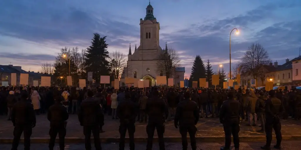 Protesters block Polish bishop in church — Notes from Poland Protesters in Poland block bishop inside church — Notes from Poland