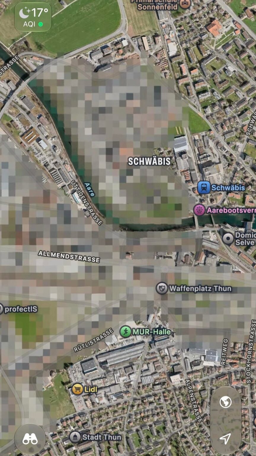 Is there a reason Apple Maps censors army facilities in Switzerland but Google Maps and even Swisstopo don't?