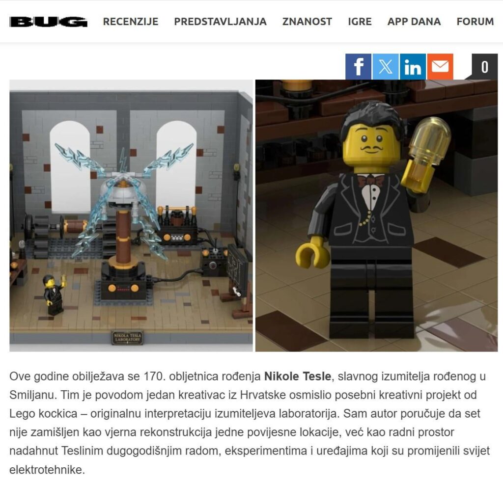 A little update: Bug.hr has published an article about my Nikola Tesla LEGO laboratory!